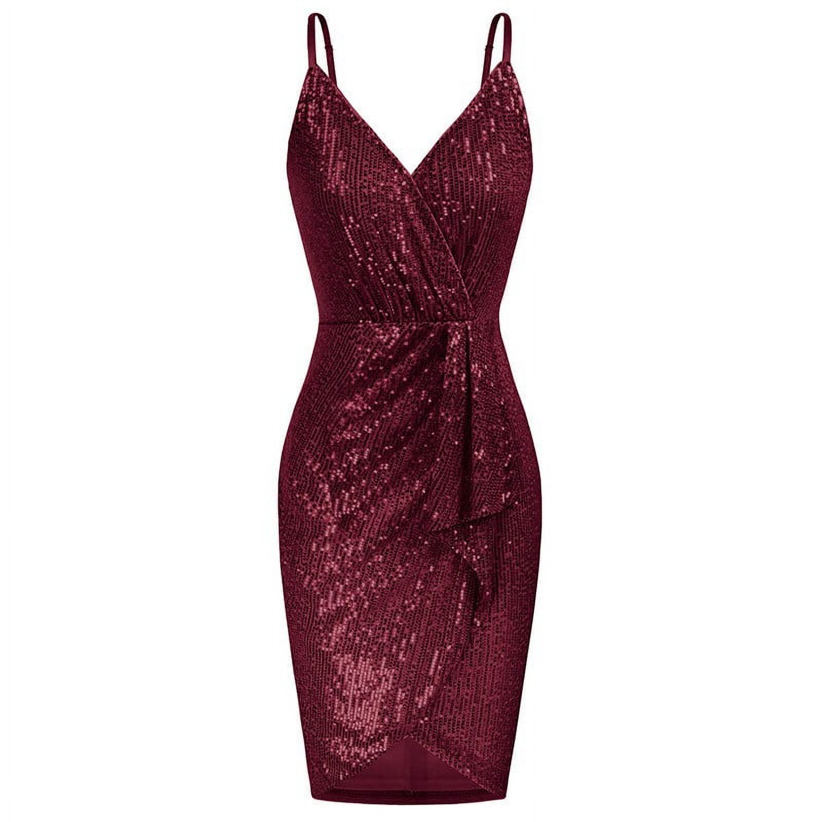 DkinJom dressV Neck Sequin Dress Tight Dress With Hip