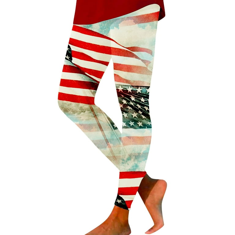 DkinJom Patriotic High Waist Leggings For Women Fourth Of July American Flag Patterned Compression Tights Women USA Flag Sports Bras