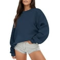 DkinJom Women'S Solid Color Round Neck Oversized Sweatshirt Loose Long