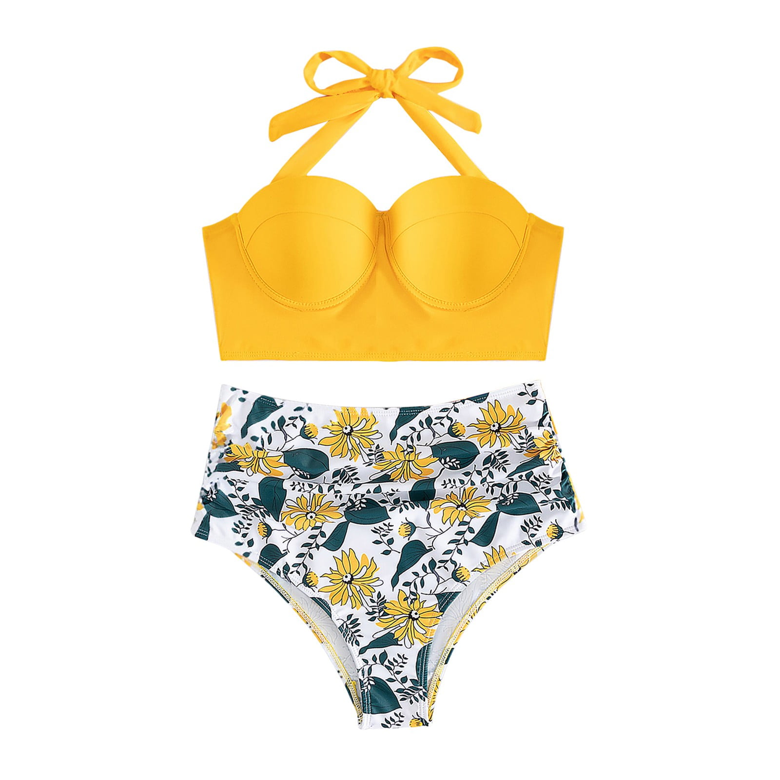 DkinJom Women's 2 Piece Bathing Suits Halter Ring Bikini Set With Cover