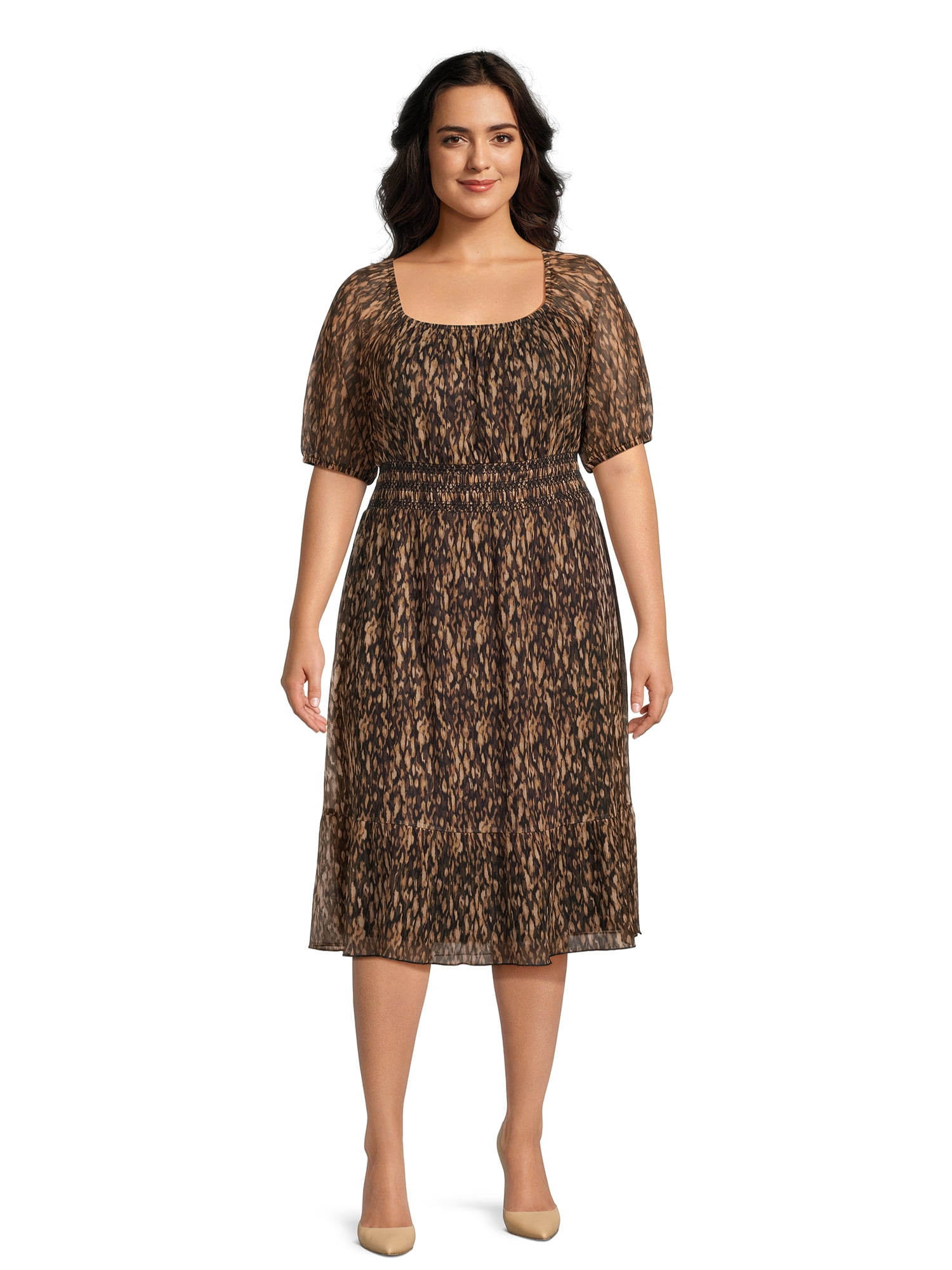 Summer Beach O-Neck Tunic Slim Casual Midi Dress For Women Flying Sleeve Empire Floral Lace Dress