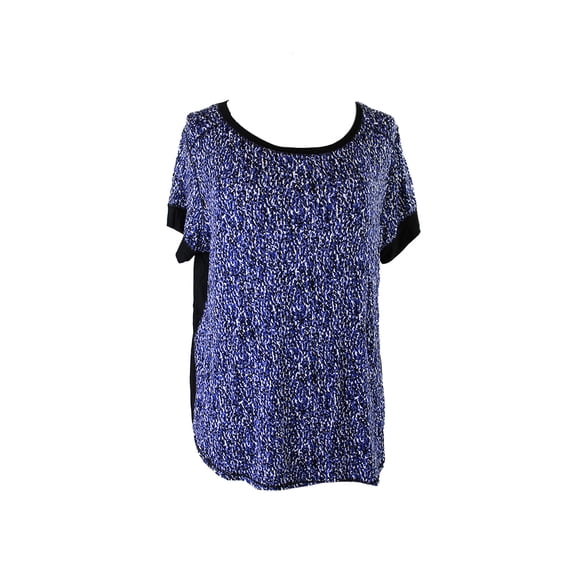 Dkny Blue And Black Short-Sleeve Printed Pajama Top M