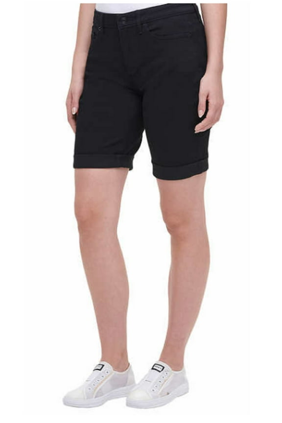 Jeans Women's Comfort  Stretch Pull-On Bermuda Short (Black, S)