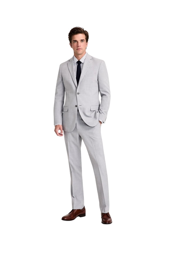 Mens Modern fit 2 Piece Suit 36 S / 29 Waist Light Grey Solid Stretch