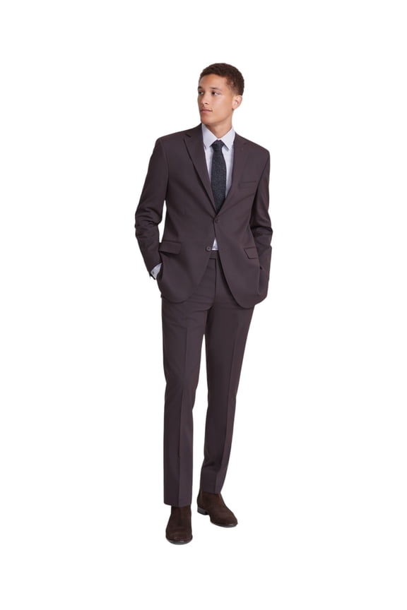 Mens Modern fit 2 Piece Suit 36 S / 29 Waist Burgundy Red Solid Stretch