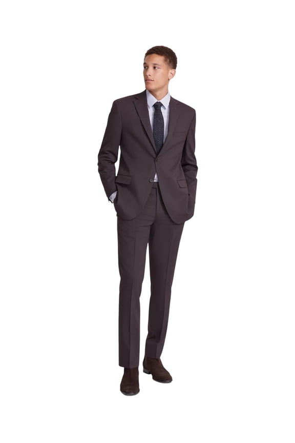 Mens Modern fit 2 Piece Suit 36 S / 29 Waist Burgundy Red Solid Stretch