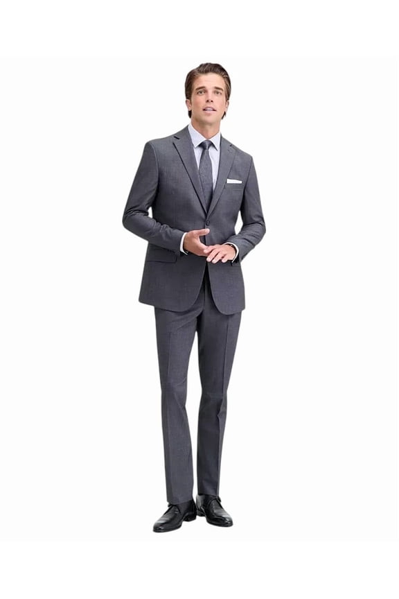 Mens Modern fit 2 Piece Suit 38 S / 31 Waist Black White Pindot Stretch
