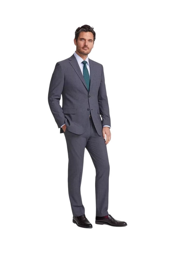 Mens Modern fit 2 Piece Suit 38 S / 31 Waist Charcoal Grey Solid Stretch