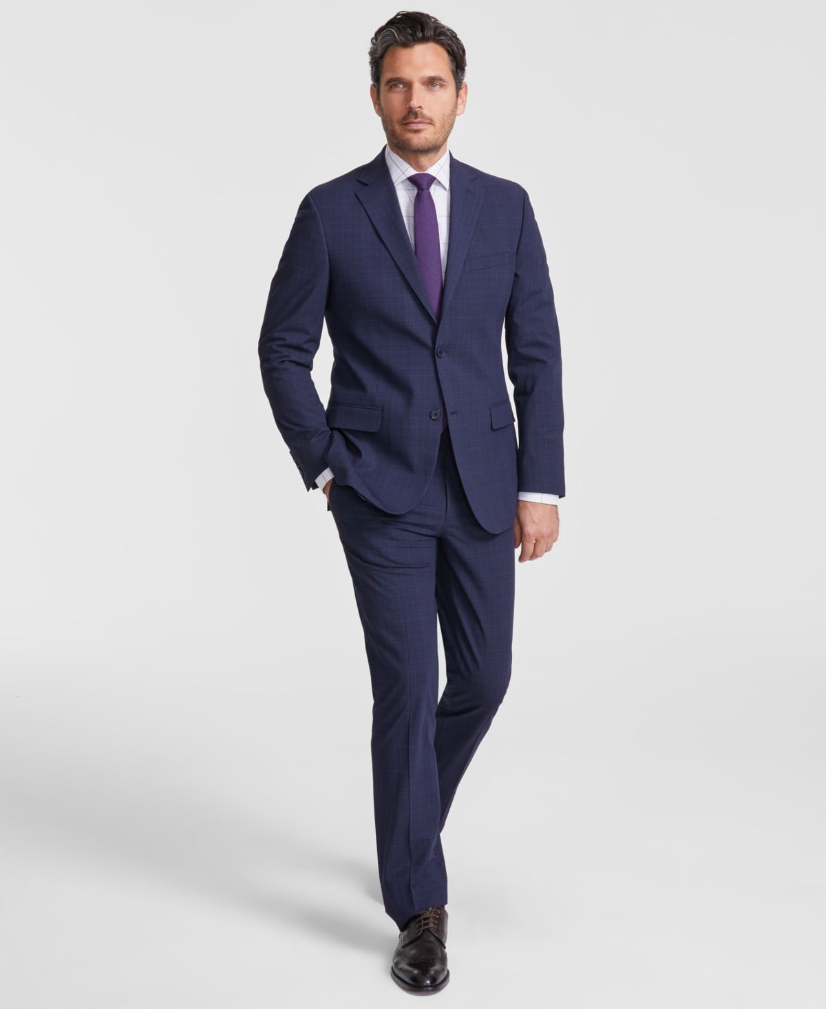 Dkny Mens Modern fit 2 Piece Suit 42 L / 35 Waist Navy Blue