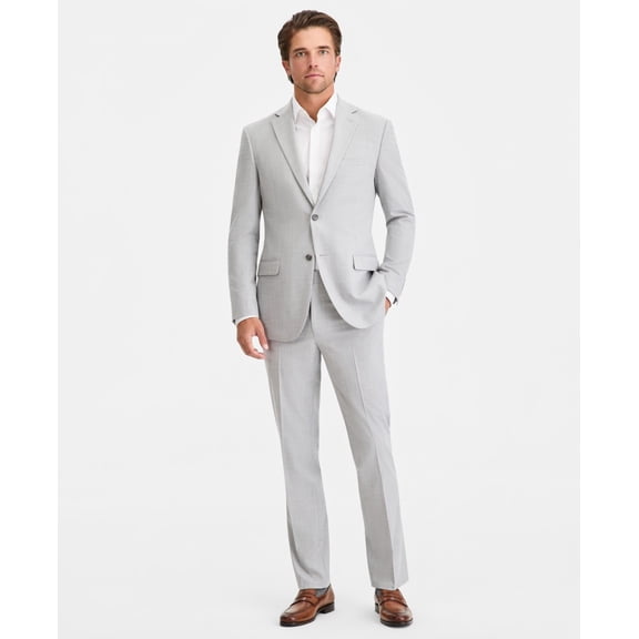 Dkny Mens Modern fit 2 Piece Suit 44 R Pants 37 / 32 Light Gray Solid