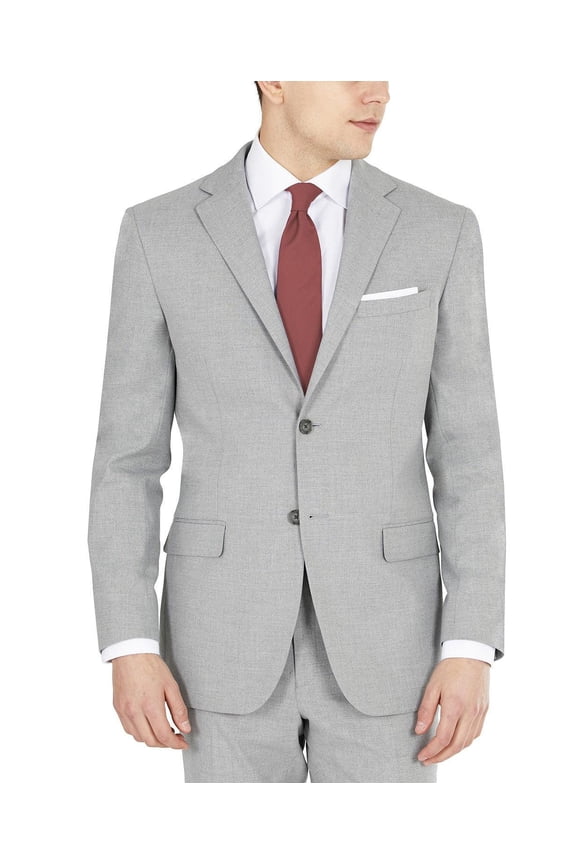 Mens Modern fit Suit Jacket Blazer 36 R Light Grey Solid Stretch