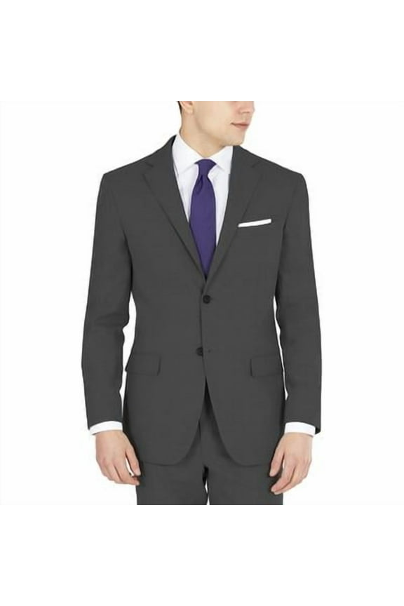 Mens Modern fit Suit Jacket Blazer 41 R Charcoal Grey Solid Stretch