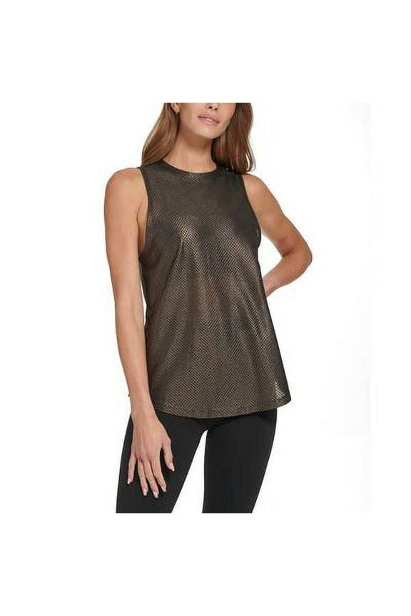 Sport Women's Honeycomb Mesh Sleeveless Top - Black/gold Size XL MSRP $50