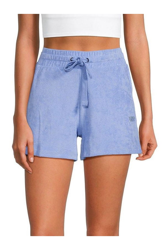 DKNY Sport Womens Terry Cloth Relaxed Shorts Hydrangea L