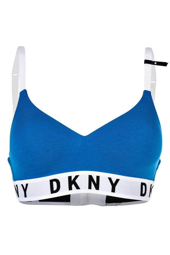 Women Bustier - Bra, Triangle Bra, Logo, Solid Color Blue L (Large)