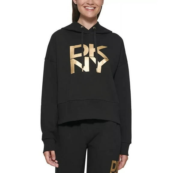 Dkny Women Sport Graphic Hoodie Black Size XL MSRP $70