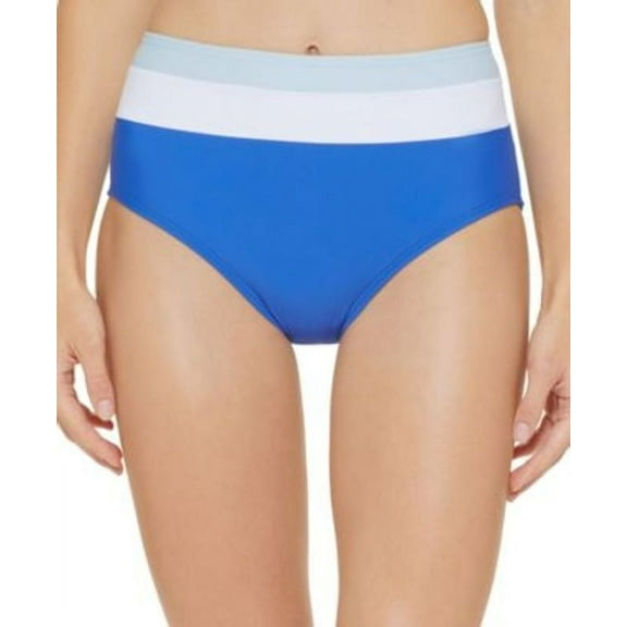 Dkny Women's Colorblocked High Waist Bikini Bottoms Swimsuit Blue Size X-Large