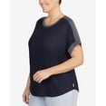thumbnail image 1 of Dkny Women’s Plus Size Contrast-Trim Pajama Tops, Navy, 2X, 1 of 2