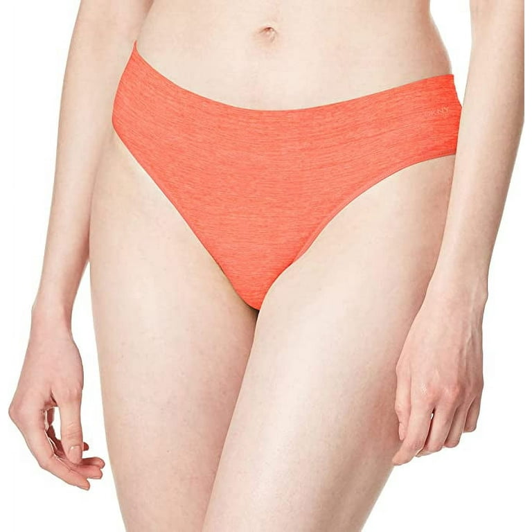 Dkny Women's Seamless Litewear Thong Panty, Coral Heather, Medium