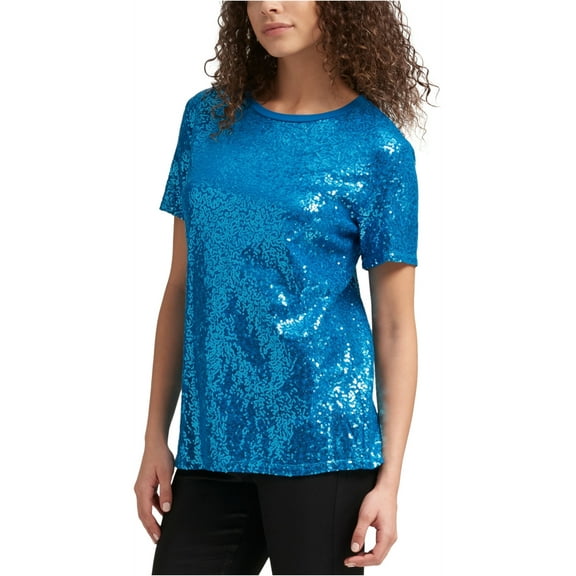 Dkny Womens Sequin Embellished T-Shirt