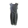 thumbnail image 1 of Dknyc  Black Pleather-Trim Printed Faux Wrap Dress Regular, 1 of 1