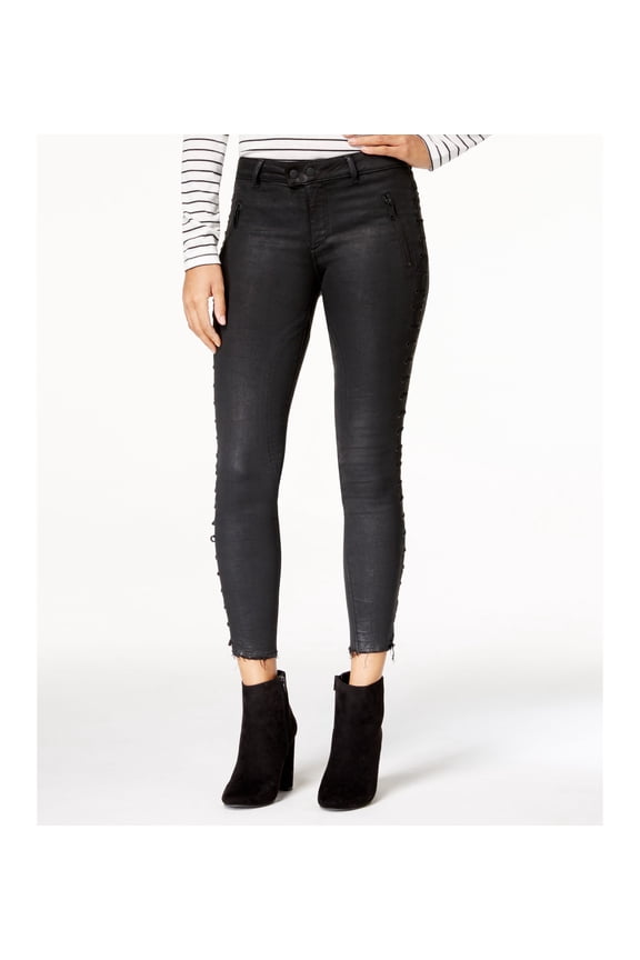 Florence Crop Mid Rise Instascuplt Skinny Lace Up Jeans Storm 31