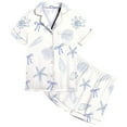 thumbnail image 1 of Dlasu Toddler Girls Pajama Sets Silk Satin Cartoon Print Short Sleeve Button Down Top and Shorts Sleepwear Outfits, 1 of 3