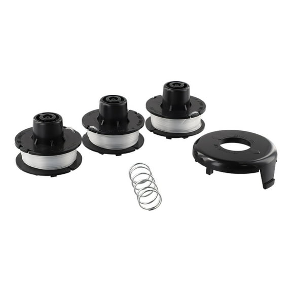 Dleadar 30Ft Replacement Trimmer Spool with Lid and Spring for 10-15in Electric Cordless Trimmers, Compatible with for Toro 88026 88175 and Other Models, 3 Pack Black White Plastic Spools