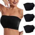 thumbnail image 1 of Dlentnea 3 Pack Womens Bandeau Bras Padded Strapless Full Coverage Bralette Bra Seamless Stretchy Crop Top, 1 of 7