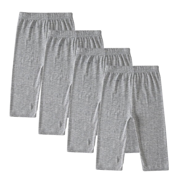 Dlentnea 4 Pack Girls Capris Leggings Summer Elastic Waist Legging for Kids Solid Color Comfortable Cropped Pants