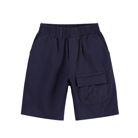Dlentnea Boys Cargo Shorts Lightweight Hiking Elastic Waist Solid Color Summer Casual Running Short with Pockets