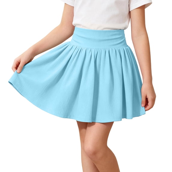 Dlentnea Girls Athletic Skort High Waist Tennis Skirts with Shorts Ruffle School Golf Running Workout Skirt