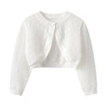 thumbnail image 1 of Dlentnea Girls Cardigan Sweater Kids Knit Cover up Button Cropped Tops Hollow out Long Sleeve Cardigans, 1 of 8