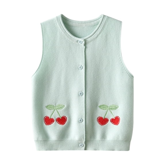 Dlentnea Girls Cardigan Sweater Vest Knitted Button down Soft School Uniform Sleveeless Waistcoat Vests
