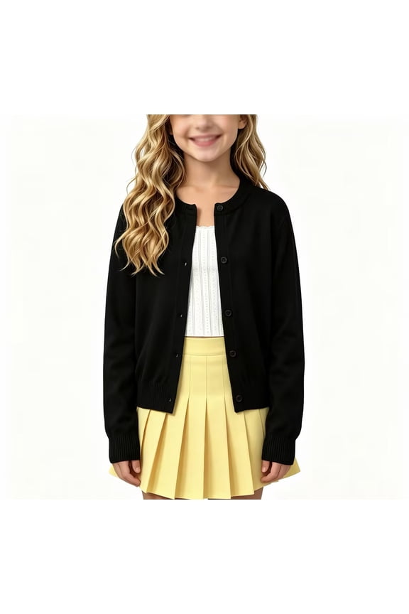 Girls Cardigan Sweaters Button down Long Sleeve Knit Casual School Uniform Lightweight Cardigans