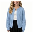 thumbnail image 1 of Dlentnea Girls Cardigan Sweaters Button down Long Sleeve Knit Casual School Uniform Lightweight Cardigans, 1 of 8