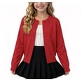 thumbnail image 1 of Dlentnea Girls Cardigan Sweaters Button down Long Sleeve Knit Casual School Uniform Lightweight Cardigans, 1 of 8