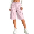 thumbnail image 1 of Dlentnea Girls Cargo Shorts Elastic High Waist Drawstring Casual Summer Comfy Hiking Short with Pockets, 1 of 6