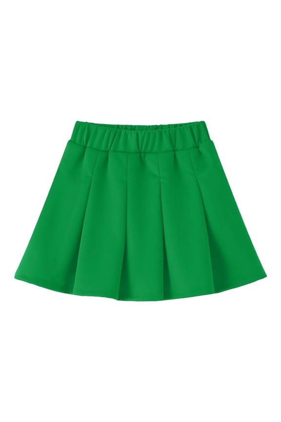 Girls Pleated Mini Skirt Toddler Elastic Waist School Uniform Skirts for Kids Solid Color Clothes