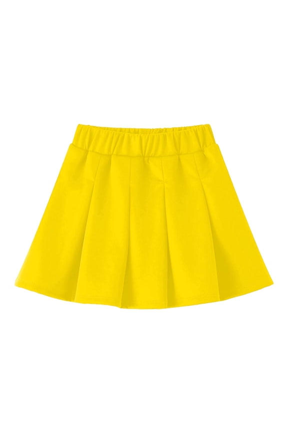 Girls Pleated Mini Skirt Toddler Elastic Waist School Uniform Skirts for Kids Solid Color Clothes