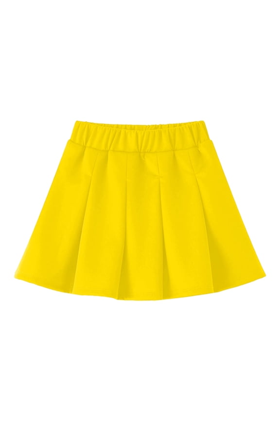 Girls Pleated Mini Skirt Toddler Elastic Waist School Uniform Skirts for Kids Solid Color Clothes