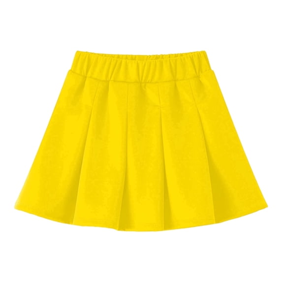 Dlentnea Girls Pleated Mini Skirt Toddler Elastic Waist School Uniform Skirts for Kids Solid Color Clothes