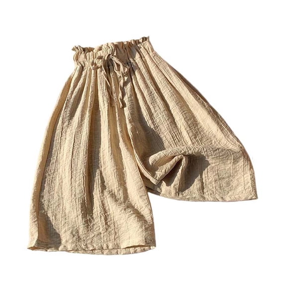 Dlentnea Toddler Girl's Plaid Pants Elastic Waisted Wide Leg Baggy Pant Palazzo Casual Summer Trousers