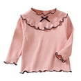 thumbnail image 1 of Dlentnea Toddler Girls Cute Shirts Long Sleeve Trim Crew Neck Tops Casual Basic Tees Layering Undershirts, 1 of 8