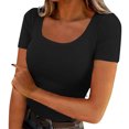 thumbnail image 1 of Dlentnea Women's Short Sleeve T Shirts Slim Scoop Neck Casual Summer Basic Tops Trendy Shirt for Womens, 1 of 7