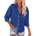 thumbnail image 1 of Dlentnea Womens Button down Shirts Cotton Linen Dress Shirt Long Sleeve Work Blouses Collared Tops with Pocket, 1 of 5