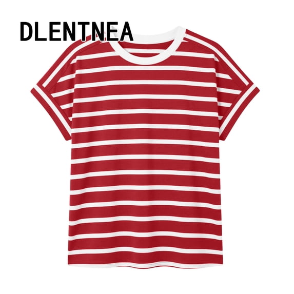 Dlentnea Womens Striped Tops Short Sleeve Shirts Summer Fashion Outfits Dressy Casual Business Blouse Clothes