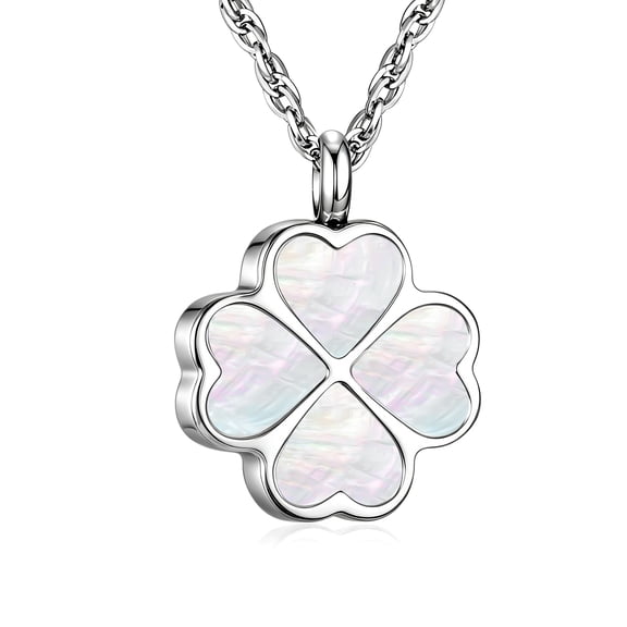 Dletay Four Leaf Clover Urn Necklace for Ashes 316L Stainless Steel Cremation Jewelry for Ashes Memorial Pendant Necklace for Women