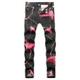 Dllmjing Mens Jeans Relaxed Fit Stretch Jeans For Men Male Printed