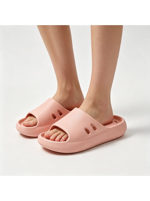 Shower Shoes for Women Open Toe Drain Holes Non-slip Massage Slide Comfortable Soft Lightweight Dry Pool Swimming Beach Bathroom Slippers